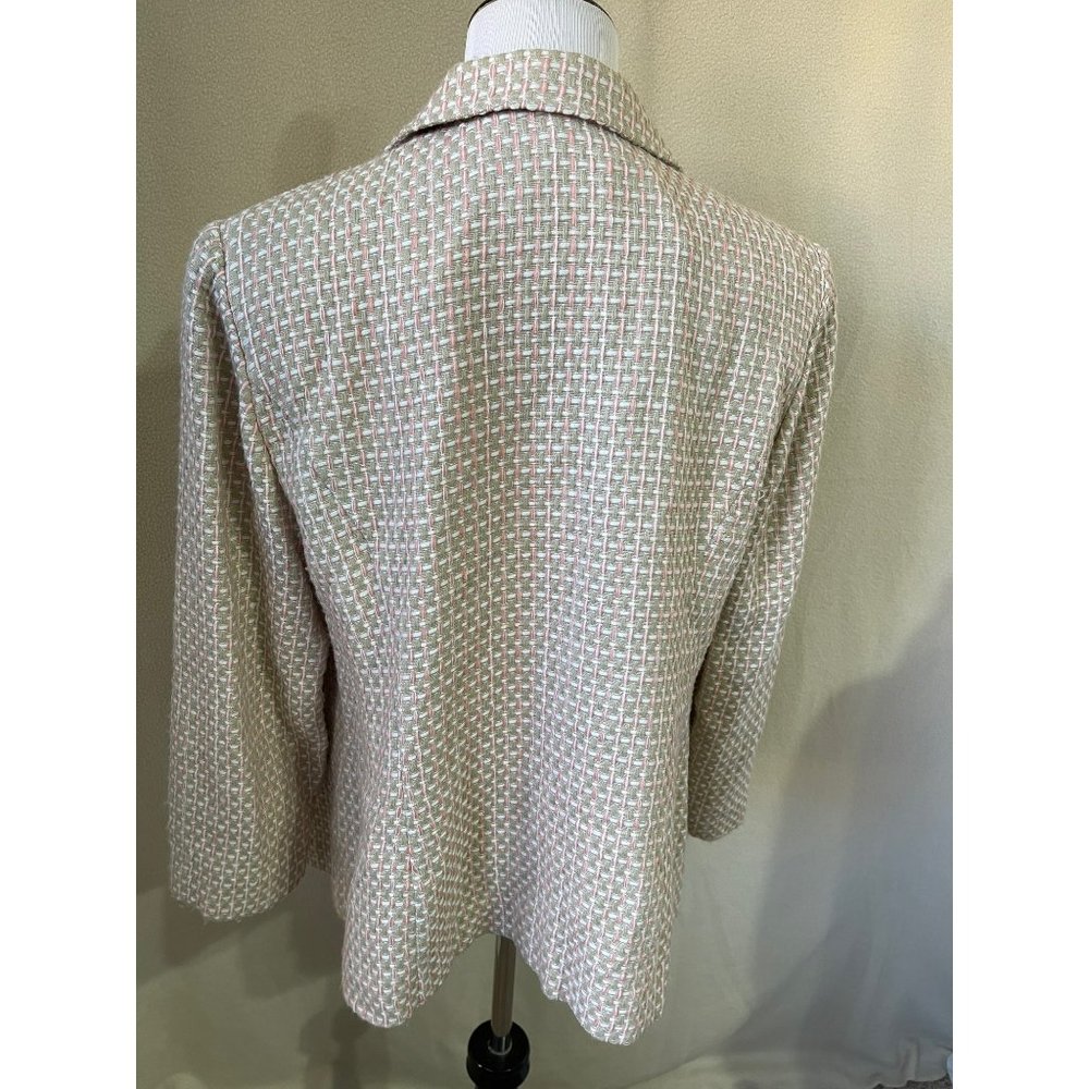 Courtenay Vintage Tan Thread Weaved Long Sleeve 3-Button Front Blazer Jacket - Picture 5 of 10